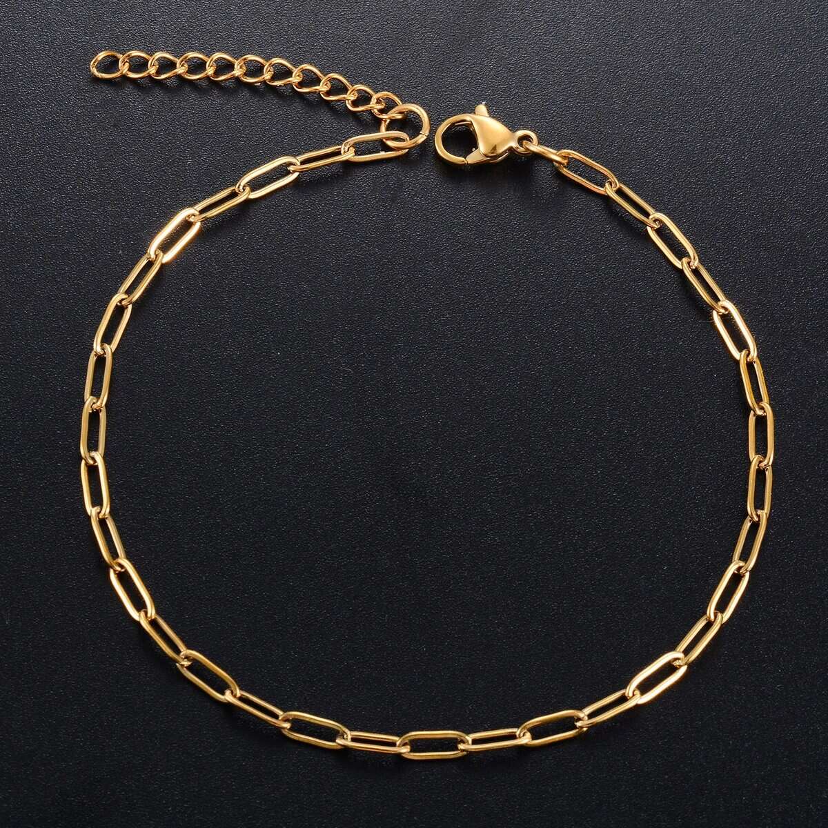 Classic gold paperclip chain bracelet for men, old money style.